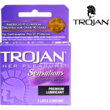Trojan Her Pleasure Sensations Lubricated Premium Latex Condoms 3 ct
