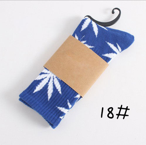 Leaf Print Novelty Crew Socks