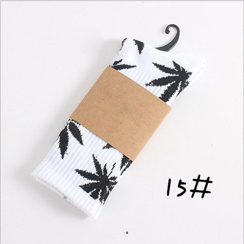 Leaf Print Novelty Crew Socks