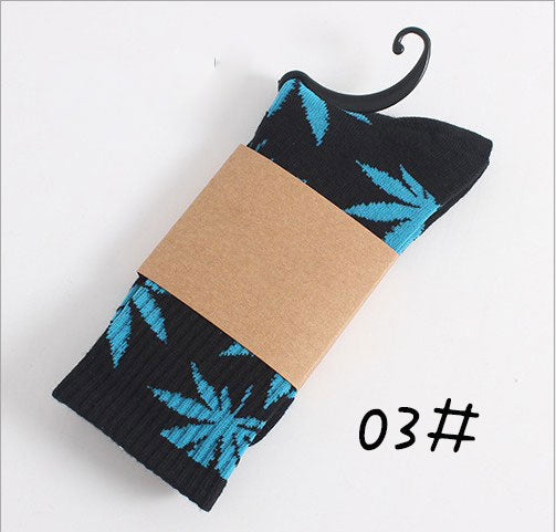 Leaf Print Novelty Crew Socks