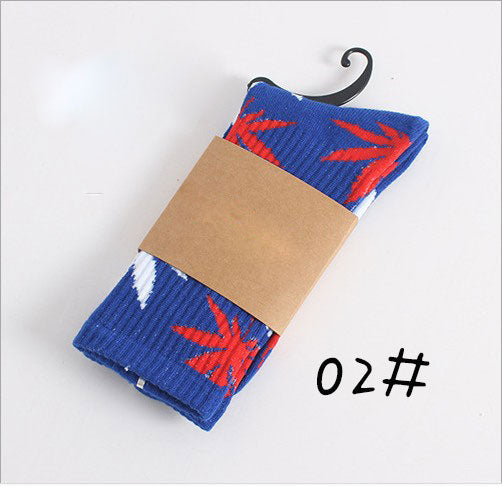 Leaf Print Novelty Crew Socks