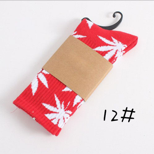 Leaf Print Novelty Crew Socks