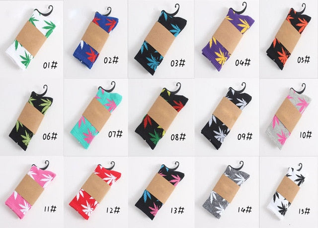 Leaf Print Novelty Crew Socks