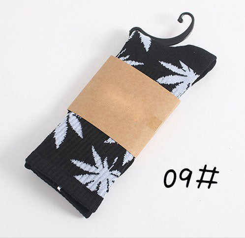 Leaf Print Novelty Crew Socks
