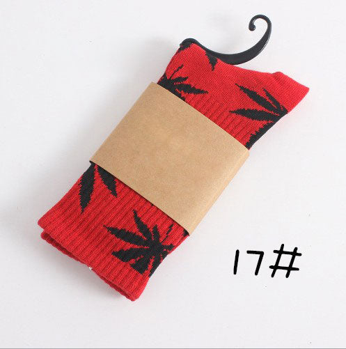 Leaf Print Novelty Crew Socks
