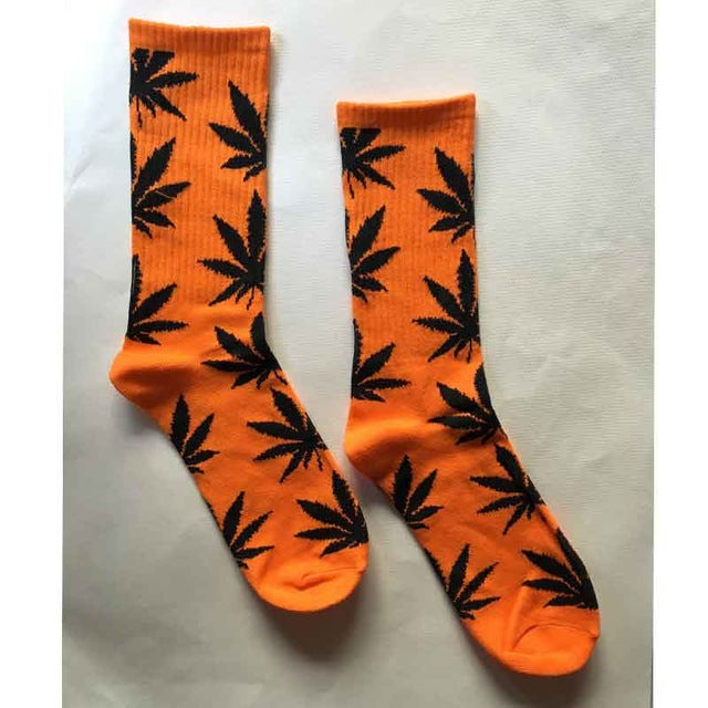 Leaf Print Novelty Crew Socks