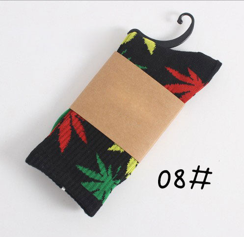 Leaf Print Novelty Crew Socks